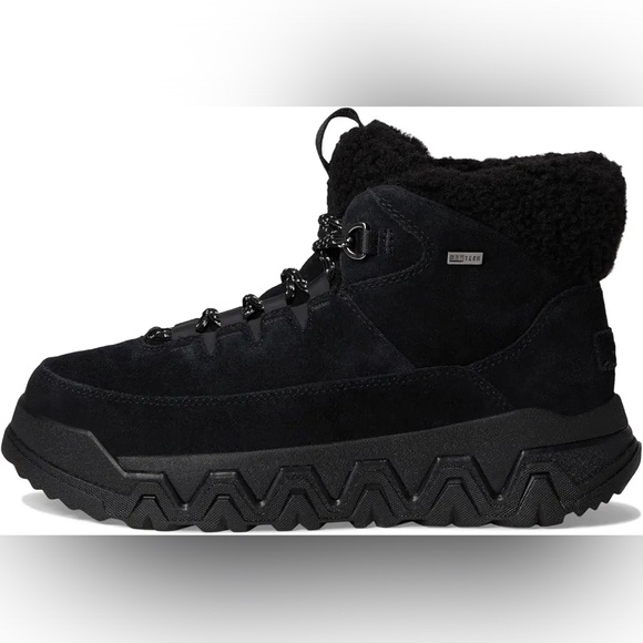 UGG Shoes - New-UGG-Terretrail Cozy Lace up Black Suede Fur-Lined Boots- Size 9